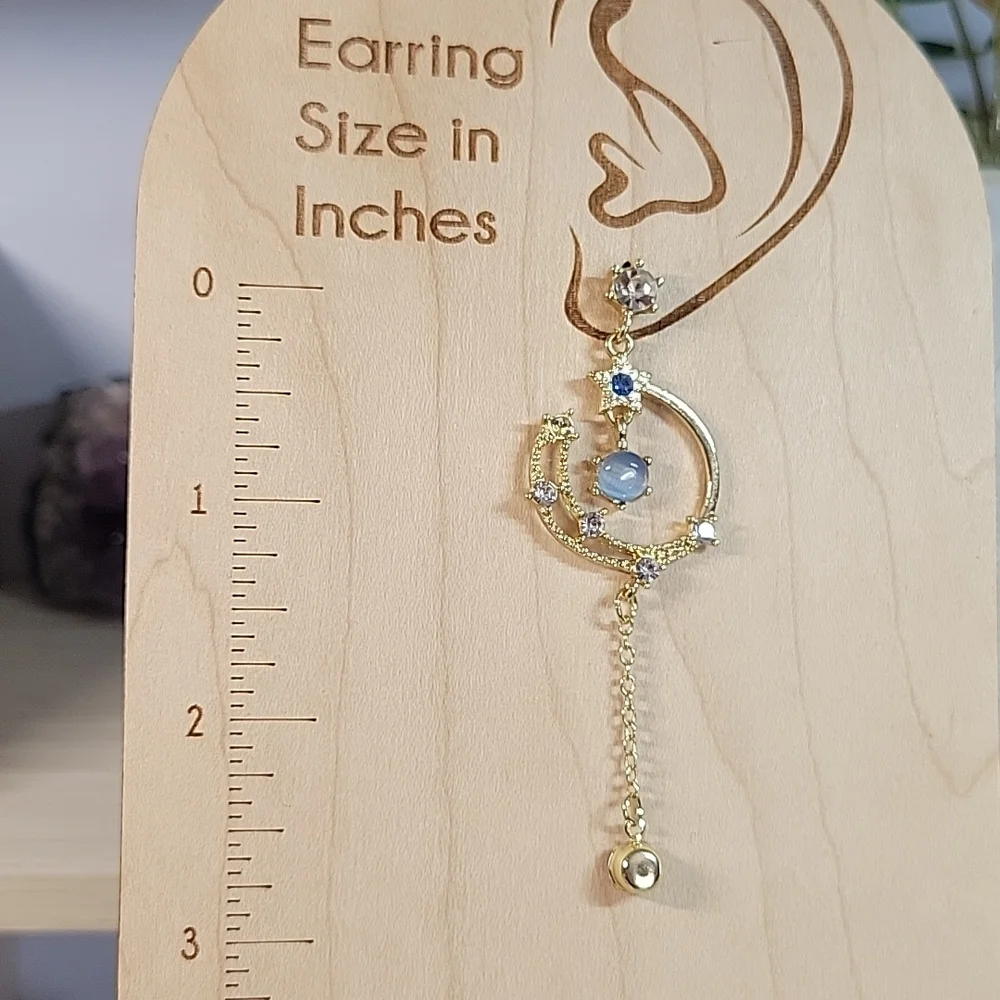 Celestial Embellished Drop Earrings, S925 - Picture 9 of 9
